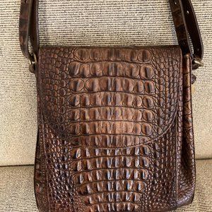Brahmin Brown Leather Embossed Shoulder Bag